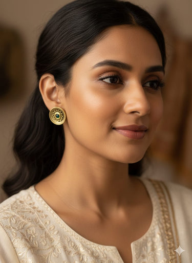 Antique Green Round Earrings